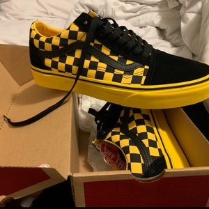 black and yellow checkered vans